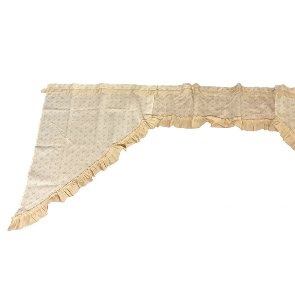 VINTAGE Rooster Curtains for one Window Complete Country Farmhouse Cottage Tan +